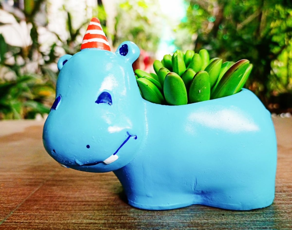 Blue Hippo Pot