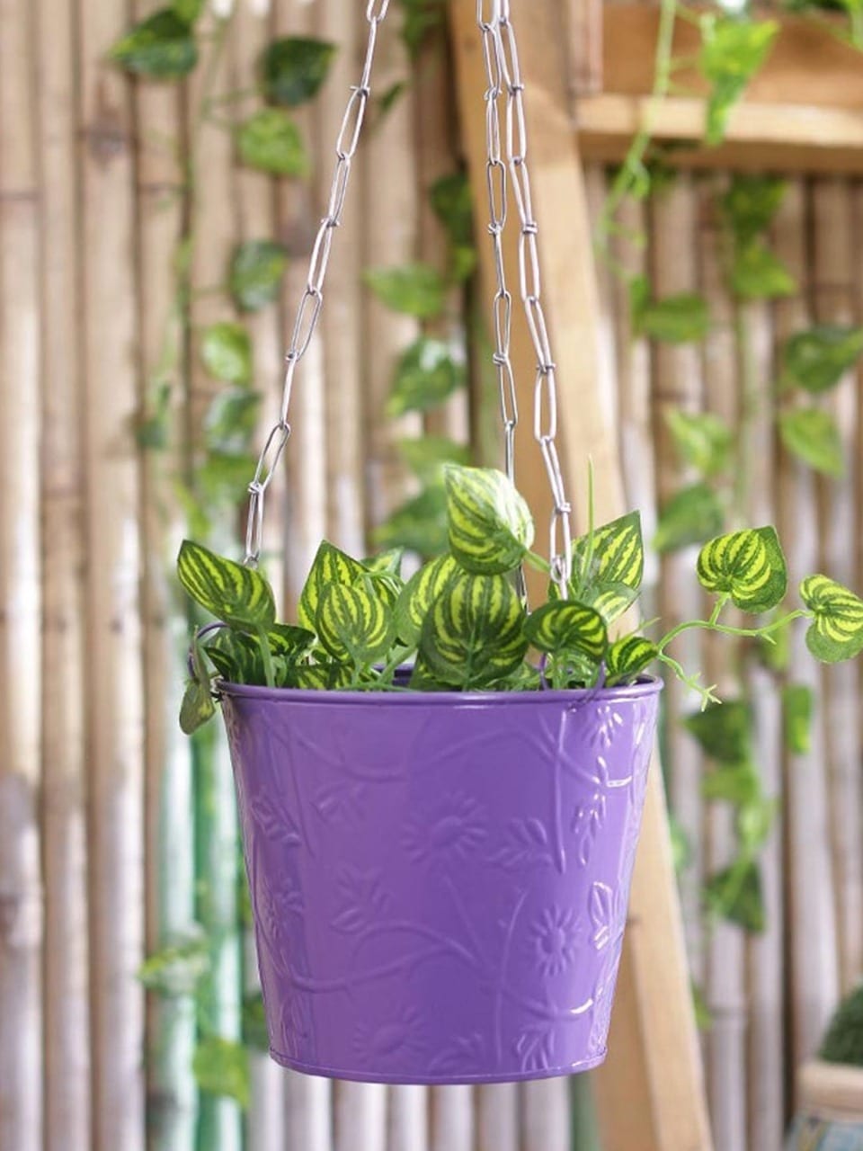 5.5 Inches Metal Hanging Bucket – Purple